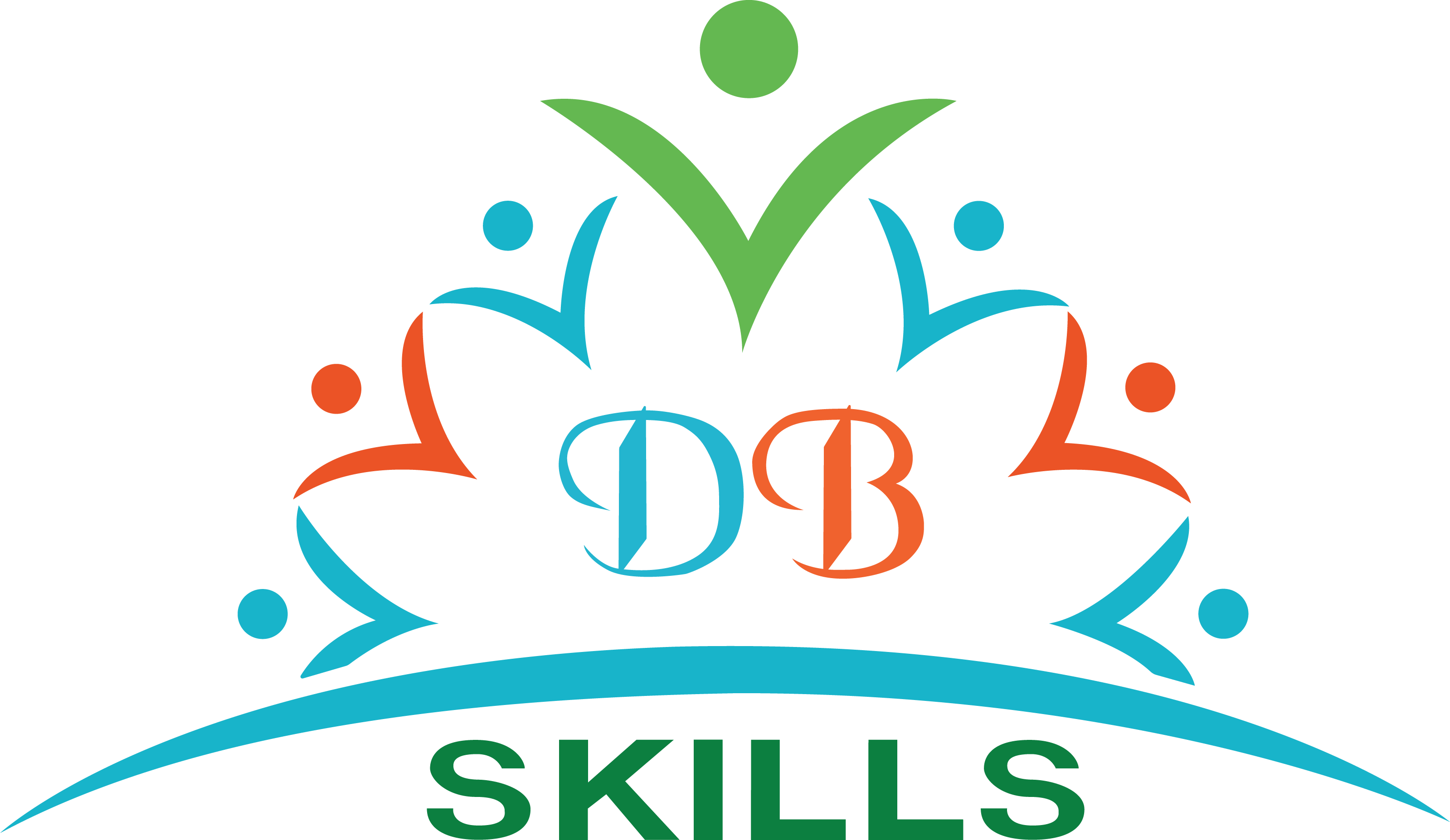 Logo with a tree and the text 'DB Skills'