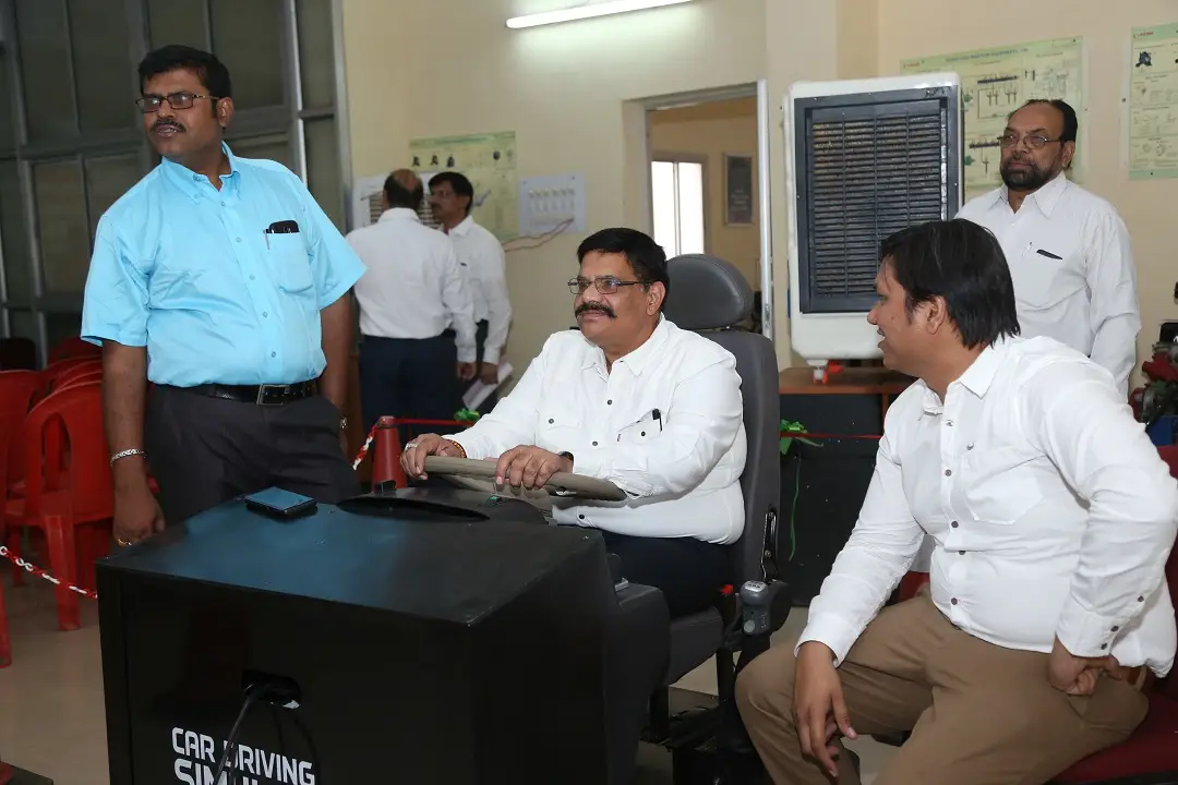 Person using a driving simulator
