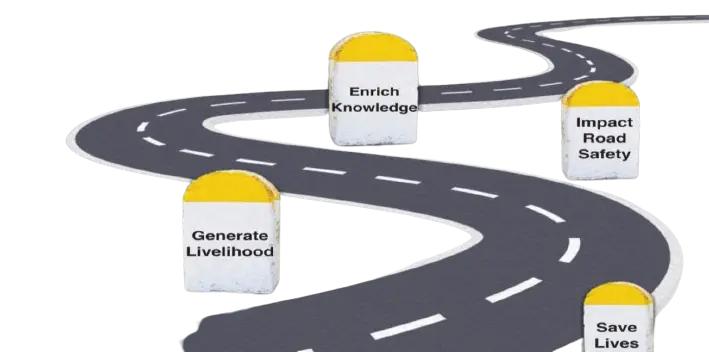 Illustration of a road with milestones